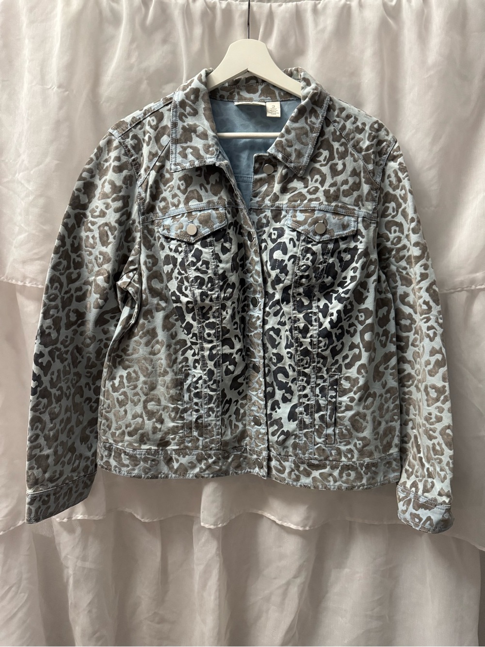 Chico's Leopard Print Velvet Jean Jacket